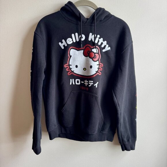 Hello Kitty Kanji Hoodie Sweatshirt Womens Small / Med Black Graphic Tokyo - Picture 4 of 6